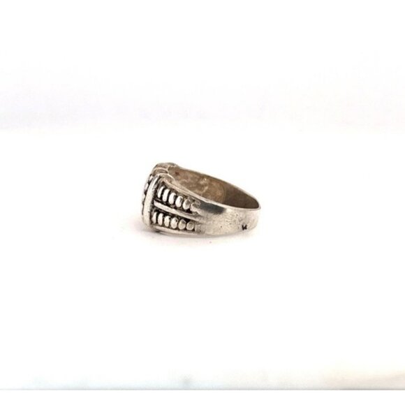 Estate Sterling Silver 925 Wide Band Ring, Bold Textured Design, Size 8.5, 4.7g - Picture 5 of 11